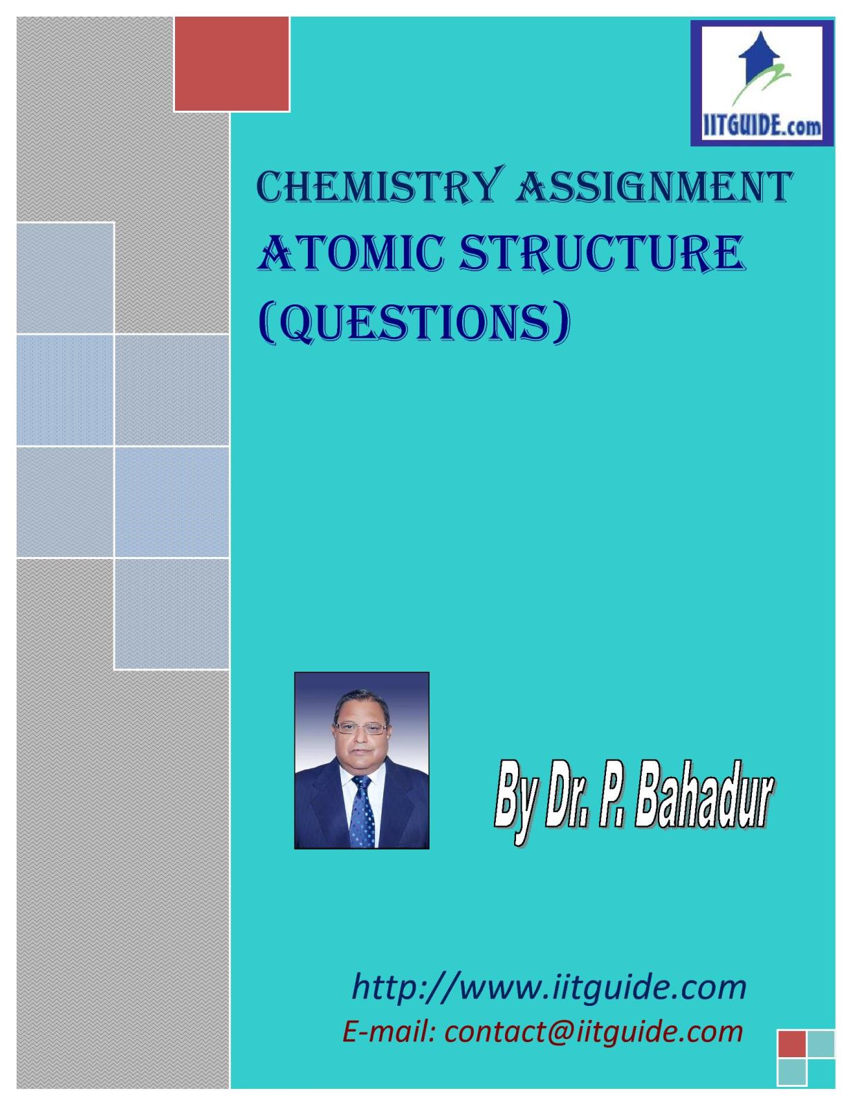 IIT JEE Main Advanced Chemistry Problems - Atomic Structure