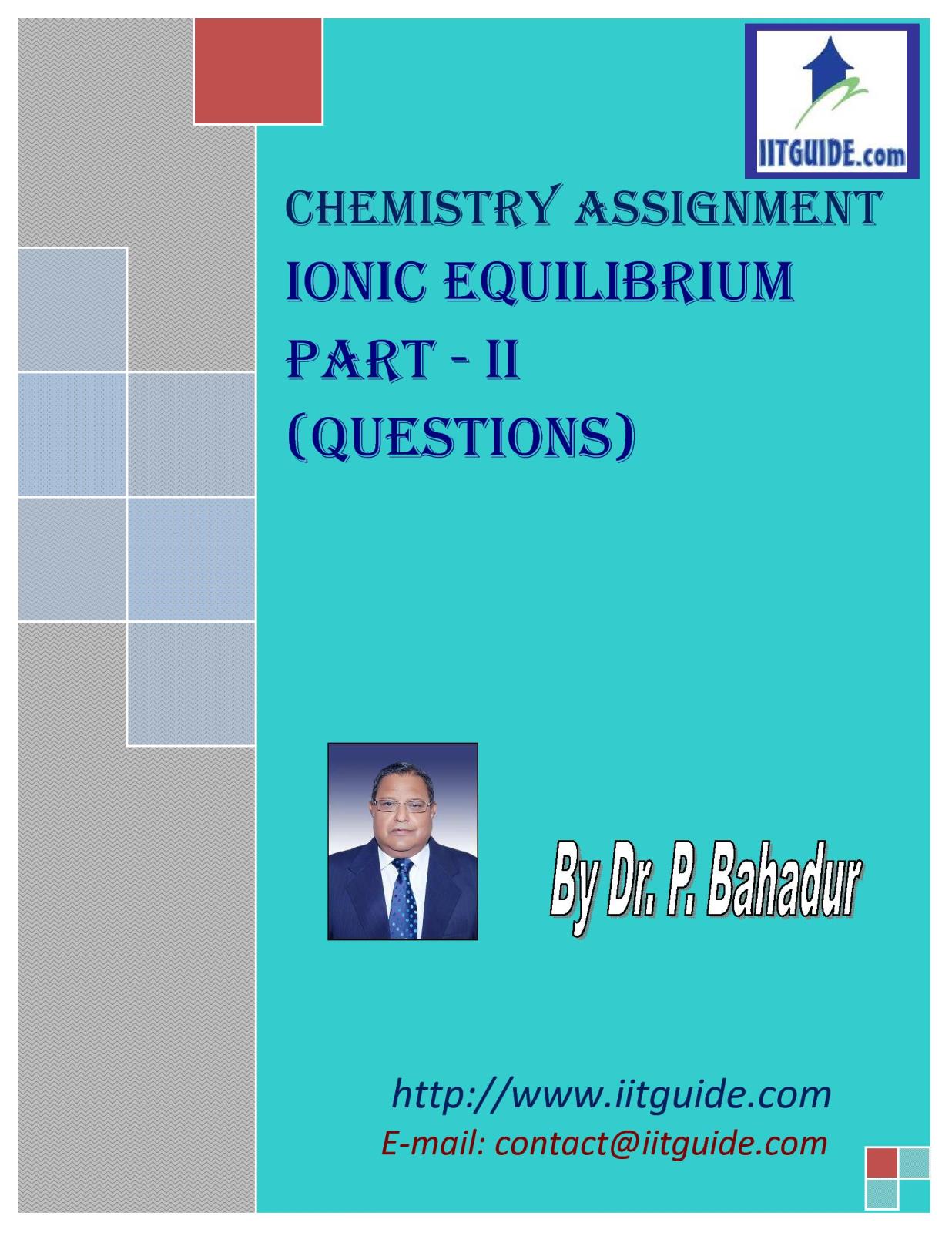 IIT JEE Main Advanced Chemistry Problems - Ionic Equilibrium 2