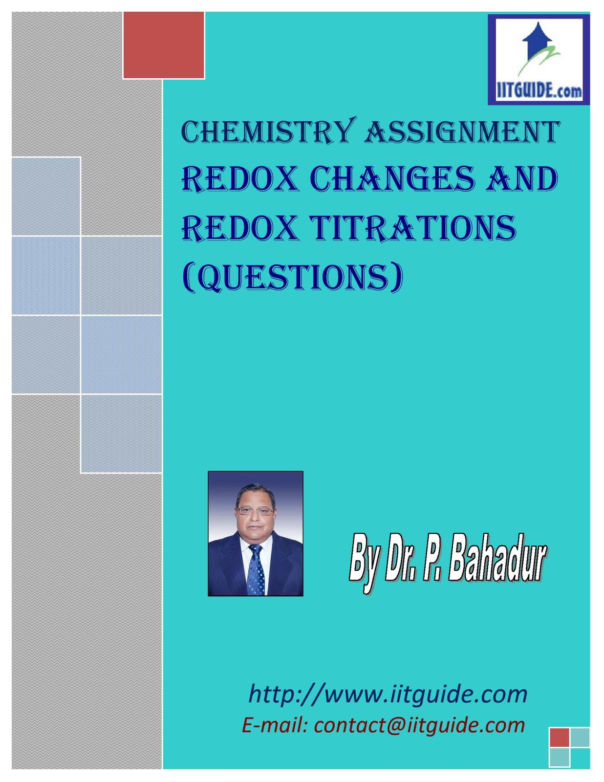 IIT JEE Main Advanced Chemistry Problems - Redox Changes