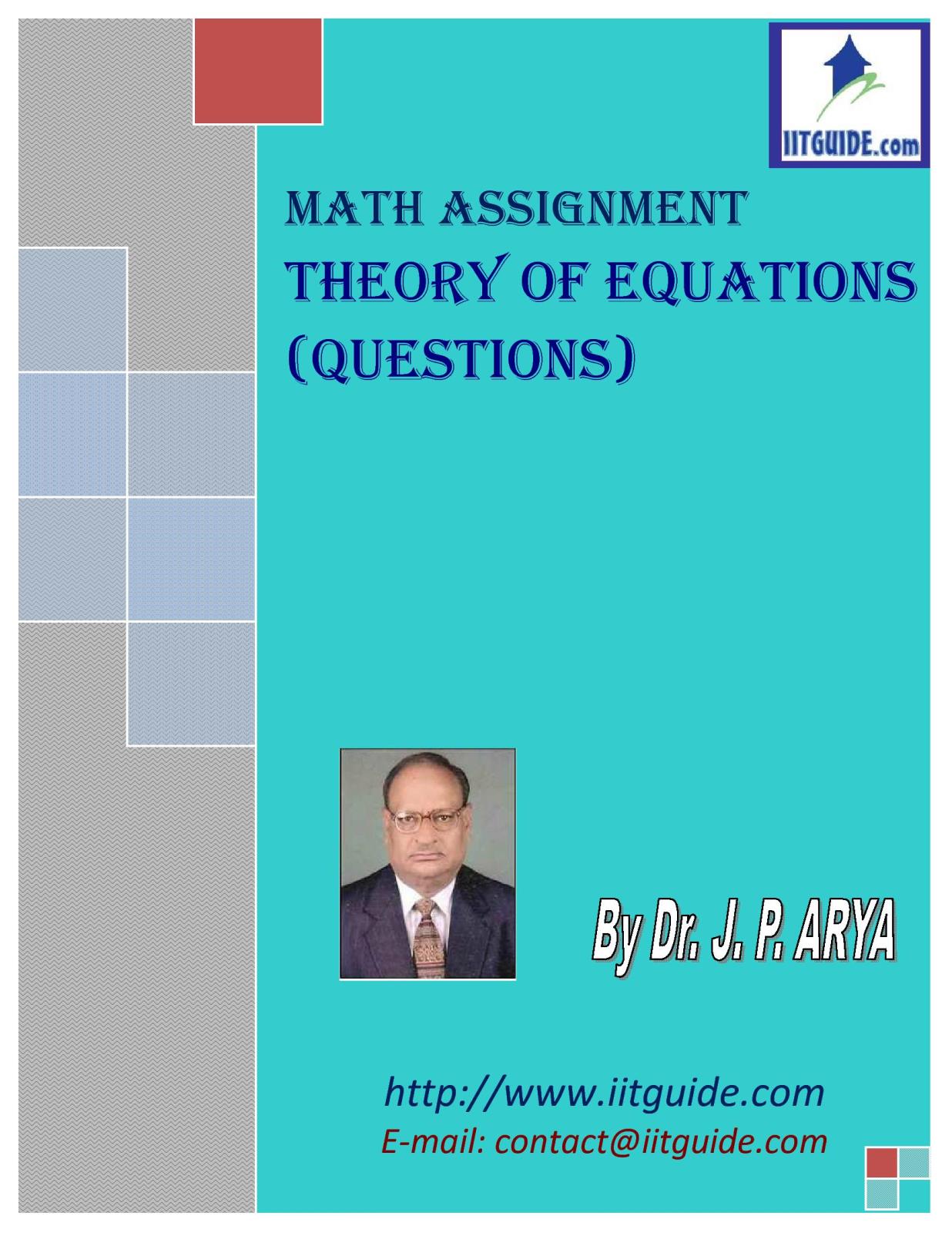 IIT JEE Main Advanced Math Problems - Theory of Equations
