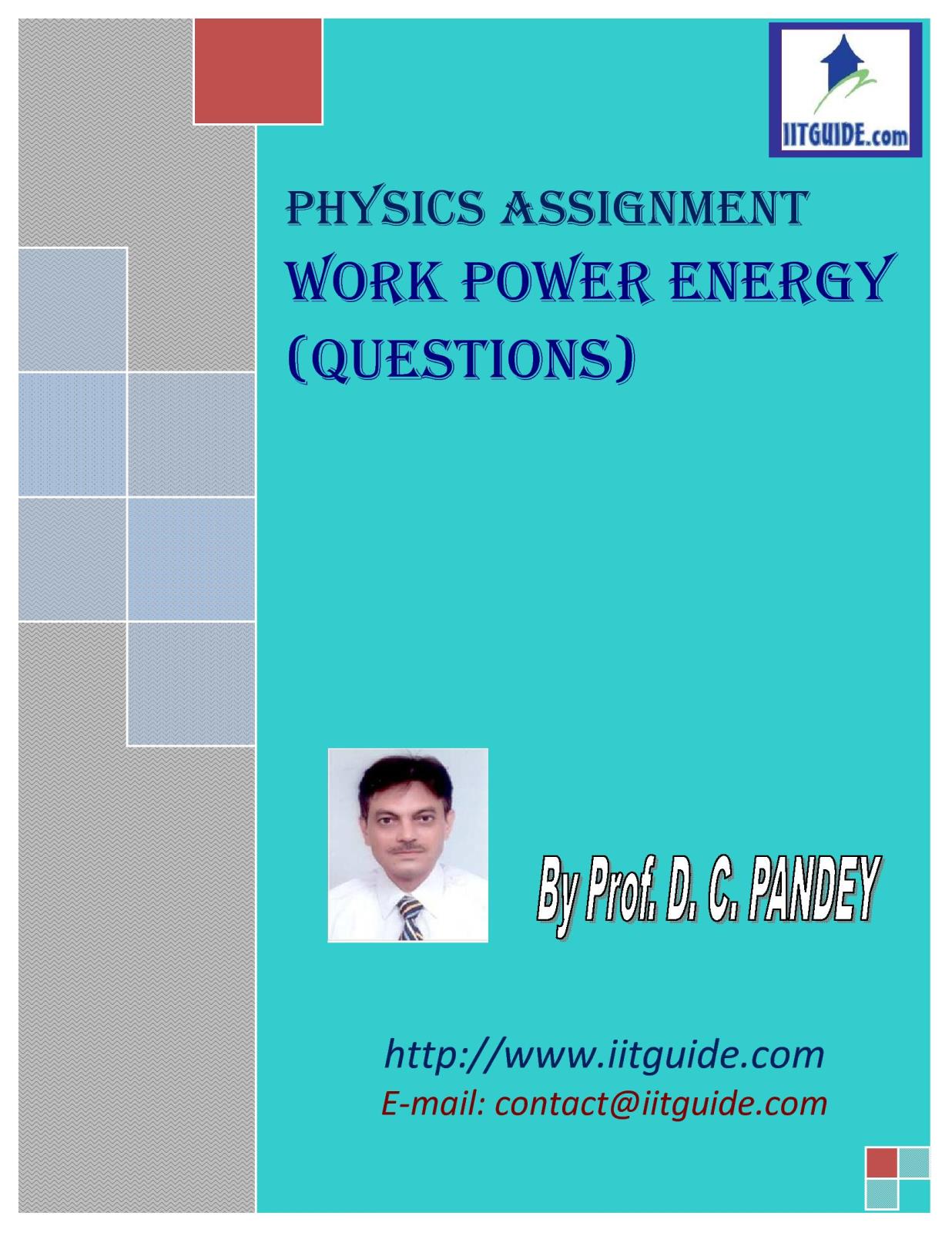 IIT JEE Main Advanced Physics Problems - Work Power and Energy